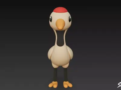Cartoon Plush Crane Low-poly 3D model