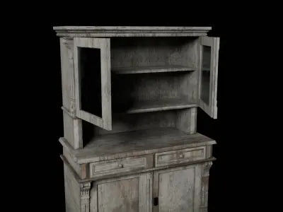 Old worn kitchen cabinet Low poly 3d Model Low-poly 3D model
