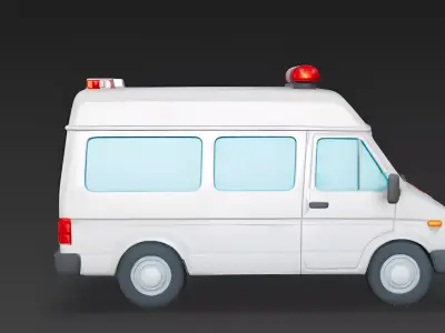 Stylized Ambulance Van 3D Model 3D Model Low-poly 3D model