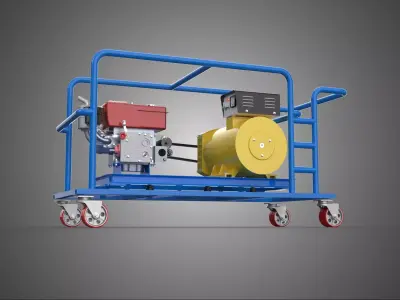 WHEELED WHEELS ENGINE DIESEL POWER GENERATOR SET GENSET MOTOR AC 3D model