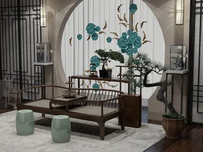 Chinese antique furnishing room 3D model