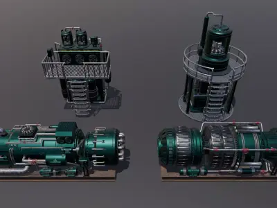 Machinery Devices pack Low-poly 3D model
