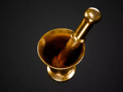 Brass Mortar and Pestle Low-poly 3D model