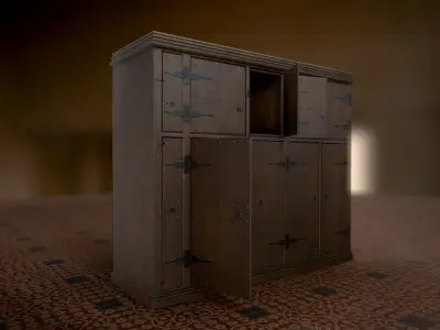 Authentic Replica Medieval Cabinet Low-poly 3D model