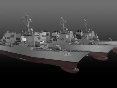 Arleigh Burke class Flight I Flight IIA Flight III 3D Model Pack