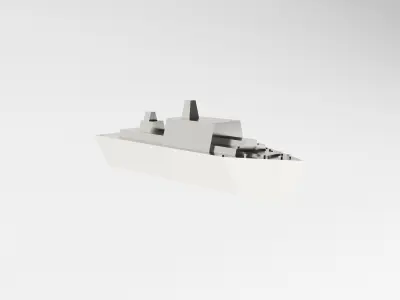 Cartoon Simple Warship v1 006 Low-poly 3D model