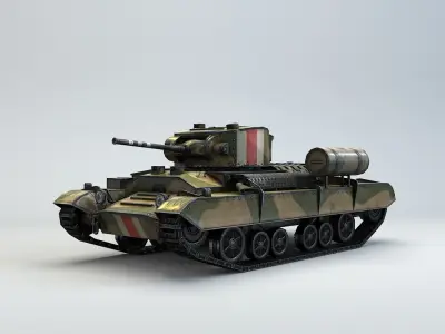 Low Poly Valentine Mk III Infantry Tank Low-poly 3D model