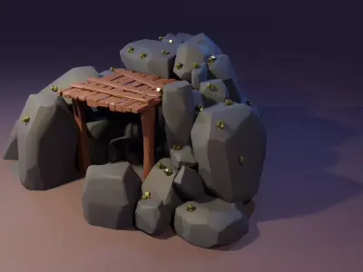 Gold mine Low-poly 3D model