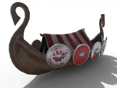 Viking Ship Drakkar PBR Low Poly Low-poly 3D model