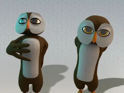 Stylized Owl Rigged Low-poly 3D model