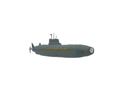 Submarine Low-poly 3D model 3