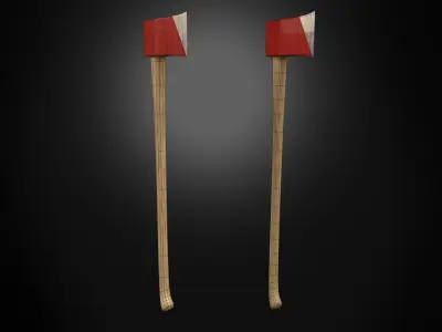 Fireman axe Low-Poly 3D model Free low-poly 3D model