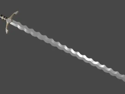 Flamberge sword with Excalibur handle Low-poly 3D model