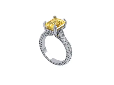 Emerald Art Deco Ring 3D print model 38