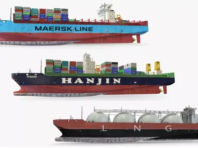 Cargo Ships Collection Low-poly 3D model