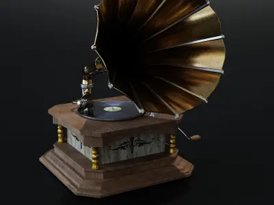 Old gramophone Low-poly 3D model