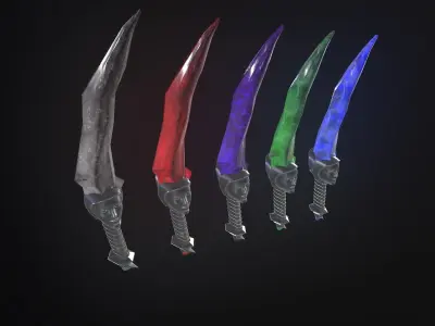 stylized fantasy dagger pack Low-poly 3D model