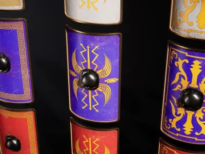 ROMAN SHIELDS PACKAGE - KITBASH - UE5 Low-poly 3D model