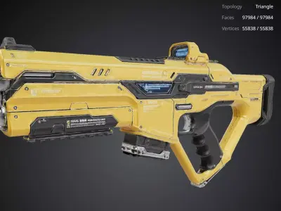Futuristic Yellow Gun 3D model 3