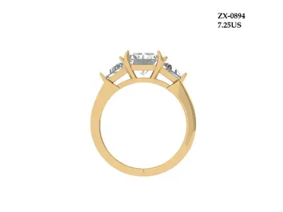 Radiant Solitaire Ring 3D print model shop