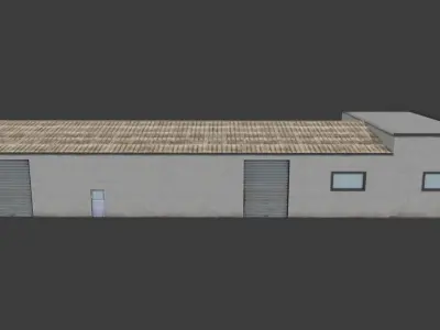 Large commercial warehouse Low-poly 3D model