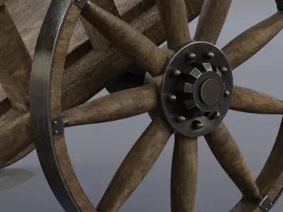 Medieval wooden cart Project 3d Model with PBR texture 3D model