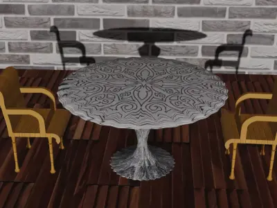 Table and chairs - person 3D model