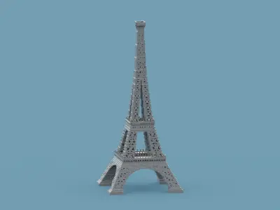 Voxel Eiffel Tower  Low-poly 3D model