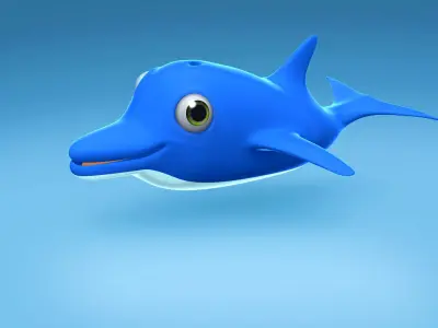 Dolphin cute character Low-poly 3D model