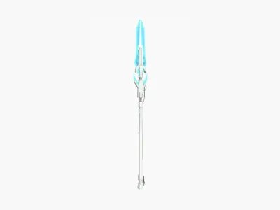 SciFi War Spear A02 White Blue - Character Design Fashion Low-poly 3D model