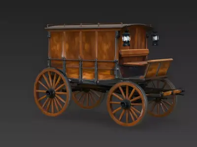 Vintage Western Covered Carriage 3D Model Low-poly 3D model