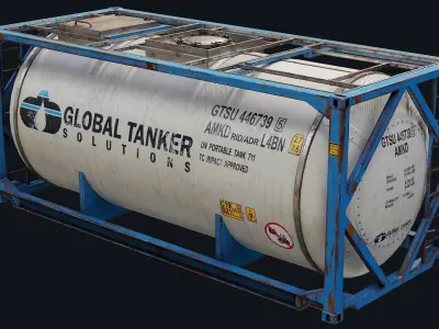 Low Poly PBR ISO Tank Container Low-poly 3D model