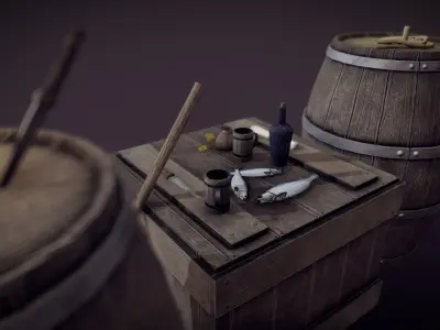 Medieval Props Pack Game Ready 4k Low-poly 3D model