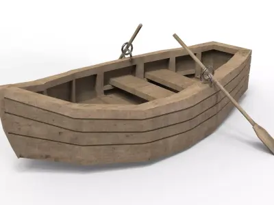 Wooden Boat Low-poly 3D model purchase