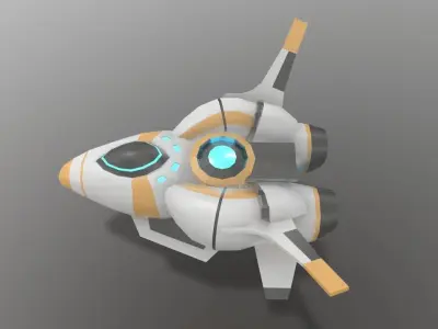 Sci-fi Space Aircraft SA-2 Low-poly 3D model