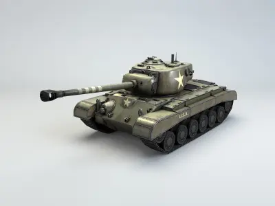 Low Poly M26 Pershing Medium Tank Low-poly 3D model