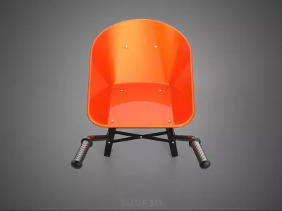 ORANGE BLACK HAULER CARRIER WHEELBARROW CART TROLLEY WHEEL CARGO 3D model