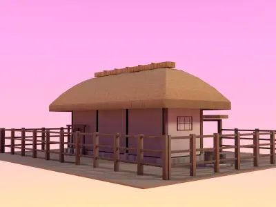 Korean Thatched Farmhouse Chogajip  Low-poly 3D model