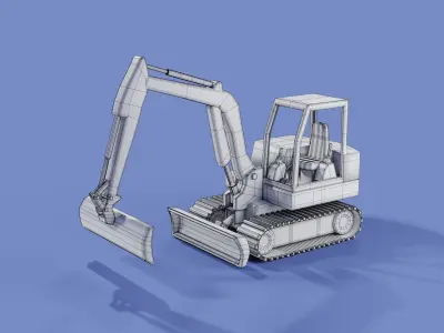 Cartoon Excavator Machinery Low-poly 3D model