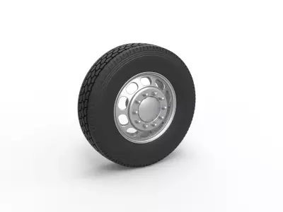 Front custom wheel of semi truck Version 4 Scale 1 to 25 3D print model