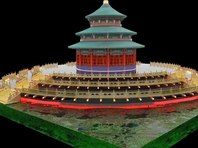 Chinese temple 3D model purchase