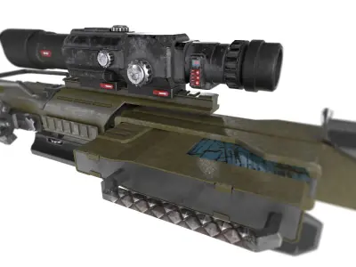 Weapon hard surface machine gun Low-poly 3D model