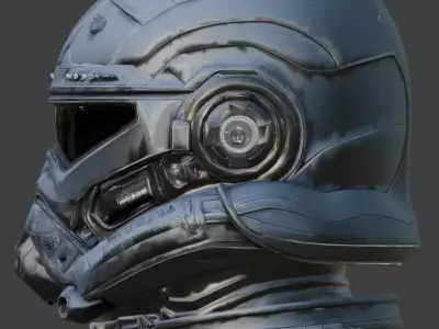 Cyber-Synthetic Heavy Vanguard Helmet 3D Model Low-poly 3D model