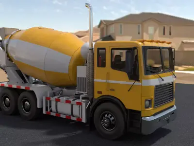 Cement Truck Low-poly 3D model by PhilRivera