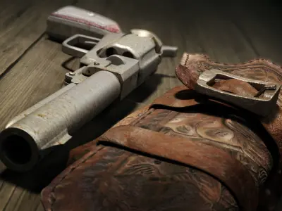 Wild West Pistol - Revolver with Holster 3D model