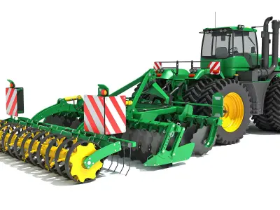 Tractor with Seed Drill 3D model 8