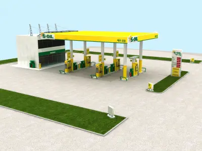 S-Oil Korean Gasoline Station High Detail 3D model