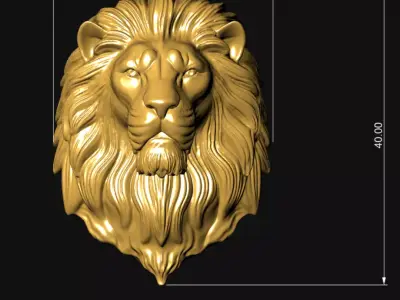 LION SILVER GOLD PENDANT 3D MODEL 3D print model