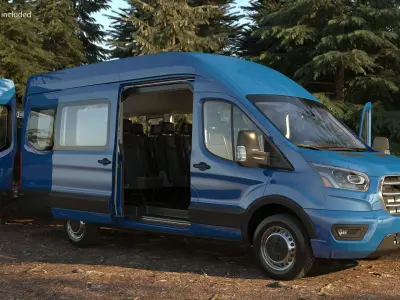 Ford Transit Van 2020 Rigged 3D model