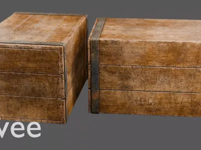 Dirty Old Wooden Crate  Low-poly 3D model
